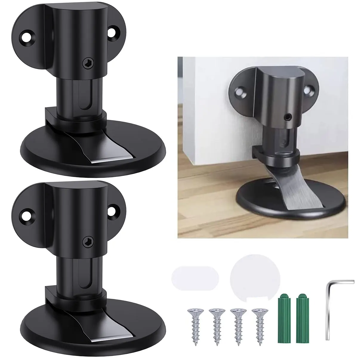 

2Pcs Door Stopper Adjustable Height Magnetic Door Holder Solid Zinc Alloy Invisible Door Catch Stop Heavy Duty Doorstop Wall