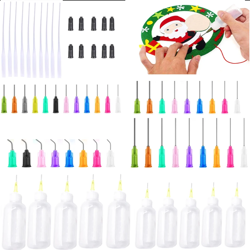 1 Set Dispensers Kit Plastic Squeeze BottlessDropping Tube Nozzle and Blunt Tip Needle  etc Works for Liquid Glue and Ink