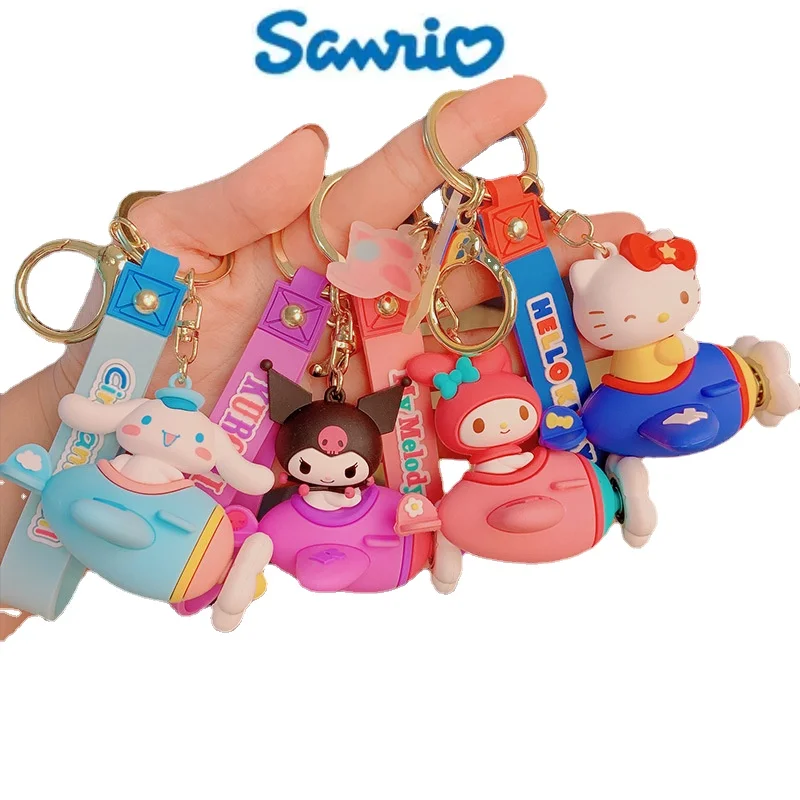 

Sanrio Rotating Sweet Airplane Keychain Pendant New Party Style Female Cute Cartoon Couple Car Keychain Children's Gift