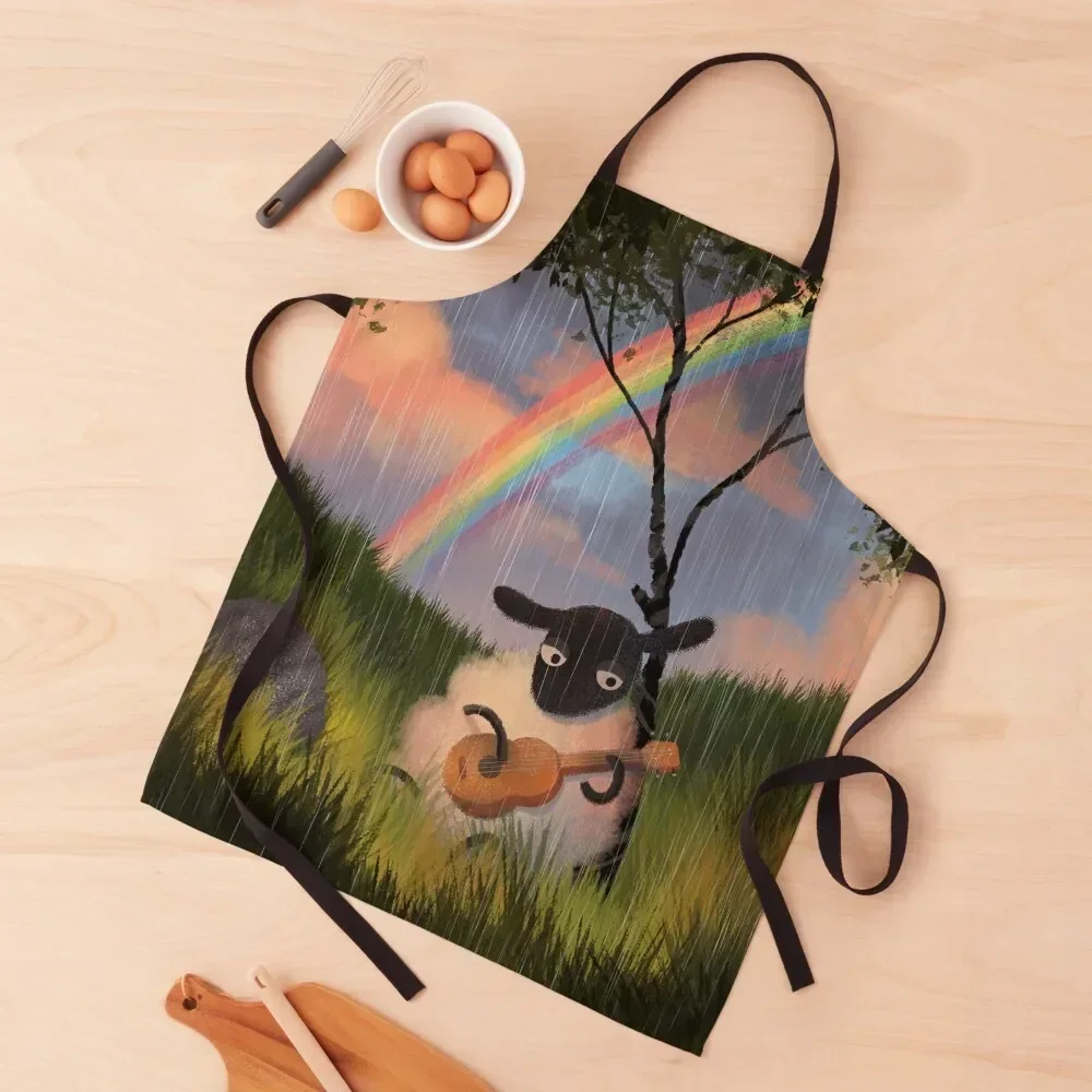 Фартук с изображением овцы и гитары индивидуальным логотипом. Товары для дома
