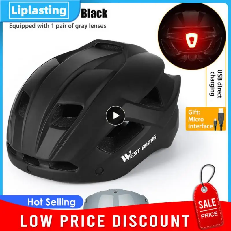 

Ultralight Cycling Safety Helmet Outdoor Motorcycle Bicycle Taillight Helmet Removable Lens Visor Mountain Road Bike Helmet