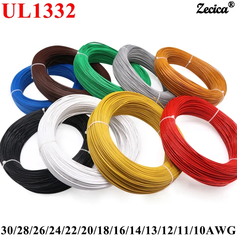 

5M/10M UL1332 PTFE Wire 30/28/26/24/22/20/18/16/14/13/12/10 AWG FEP Insulated High Temperature Electron Cable For 3D Printer