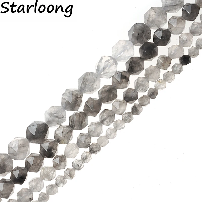 

6mm 8mm 10mm 12mm AAA Grade Faceted Grey Cloudy Quartzs Beads Natural Stone Beads DIY Loose Strand Beads Jewelry Making Perles