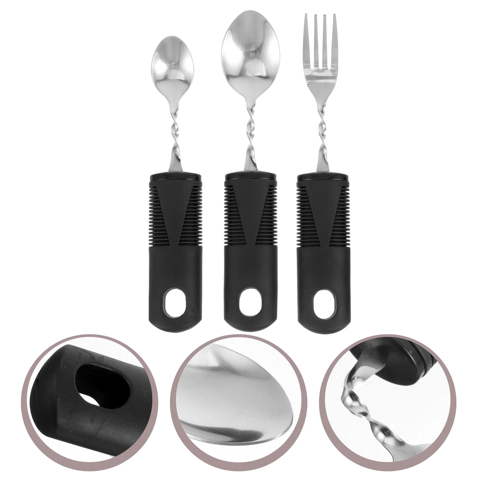 

Three Piece Suit Adult Utensil The Elderly Tableware Parkinsons Meal Utensils Spoon Fork Adults
