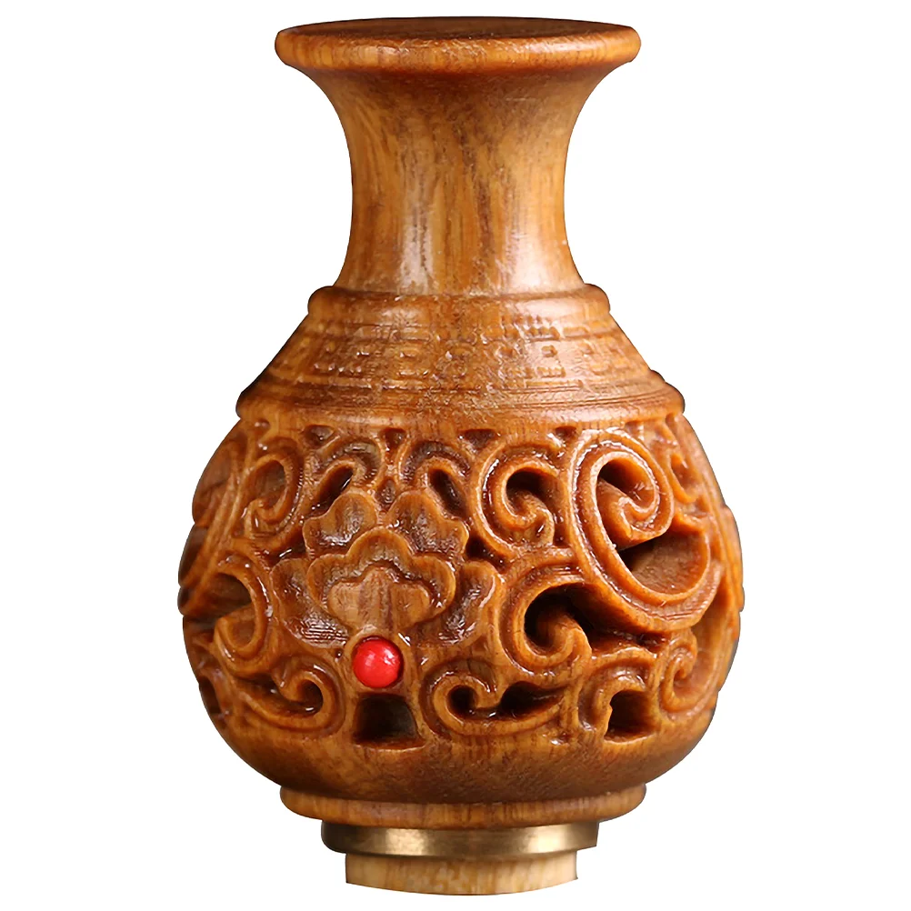 

Premium Wood Diffuser Carving Wooden Vase Ornament Wood Carved Vase Sculpture for Car Ornament Gift Option Home Decor