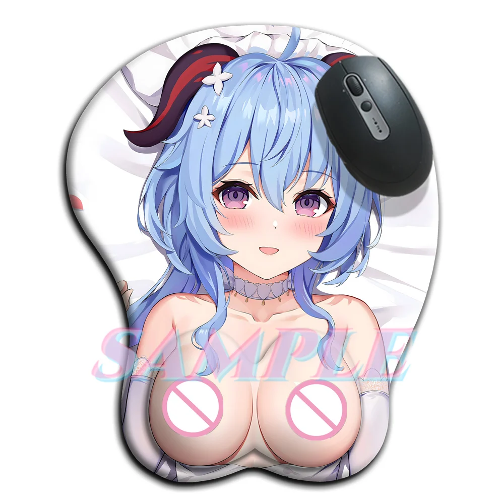 

Ganyu Small Boobs Mouse Pad with 3D Nipple Genshin Oppai Impact Gamer Hentai Anime Sexy Mousepad with Wrist Rest Kawaii Loli Mat