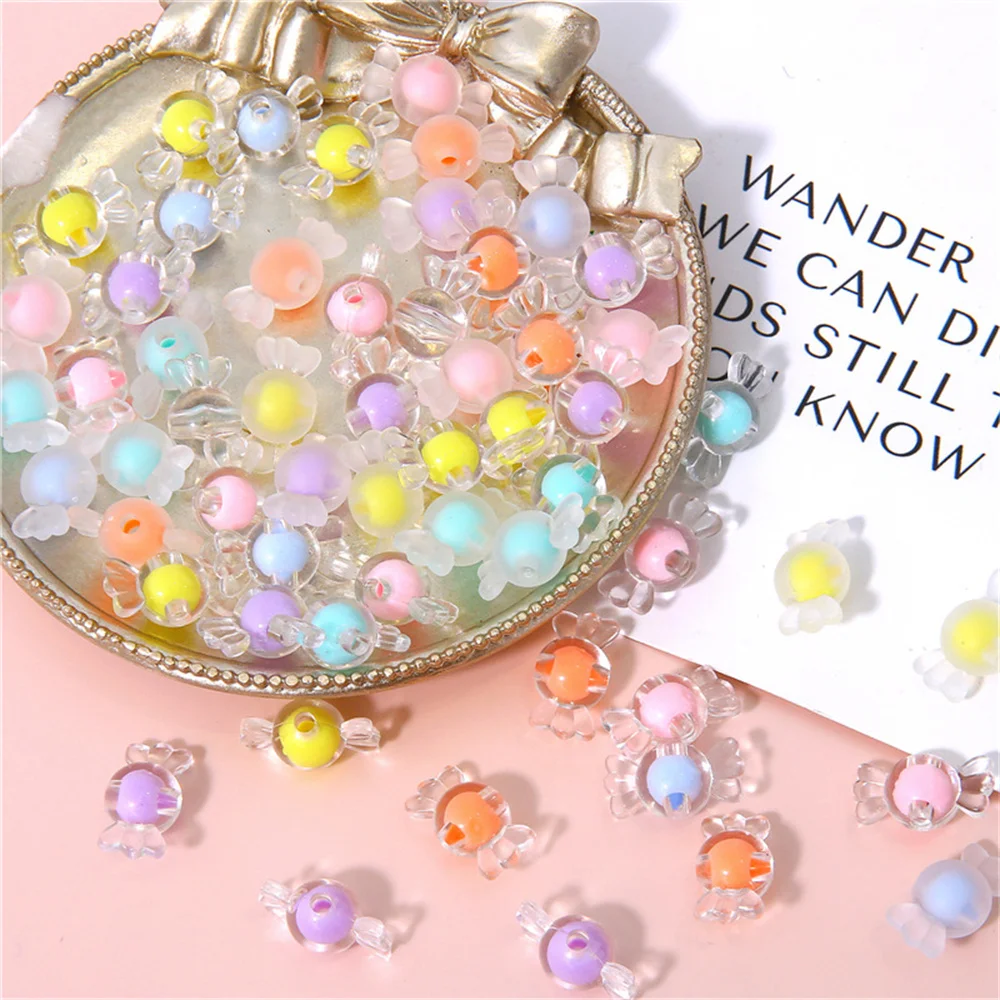 

Frosted/transparent acrylic candy beads beads loose beads DIY jewelry accessories hand woven bracelet hair string beads