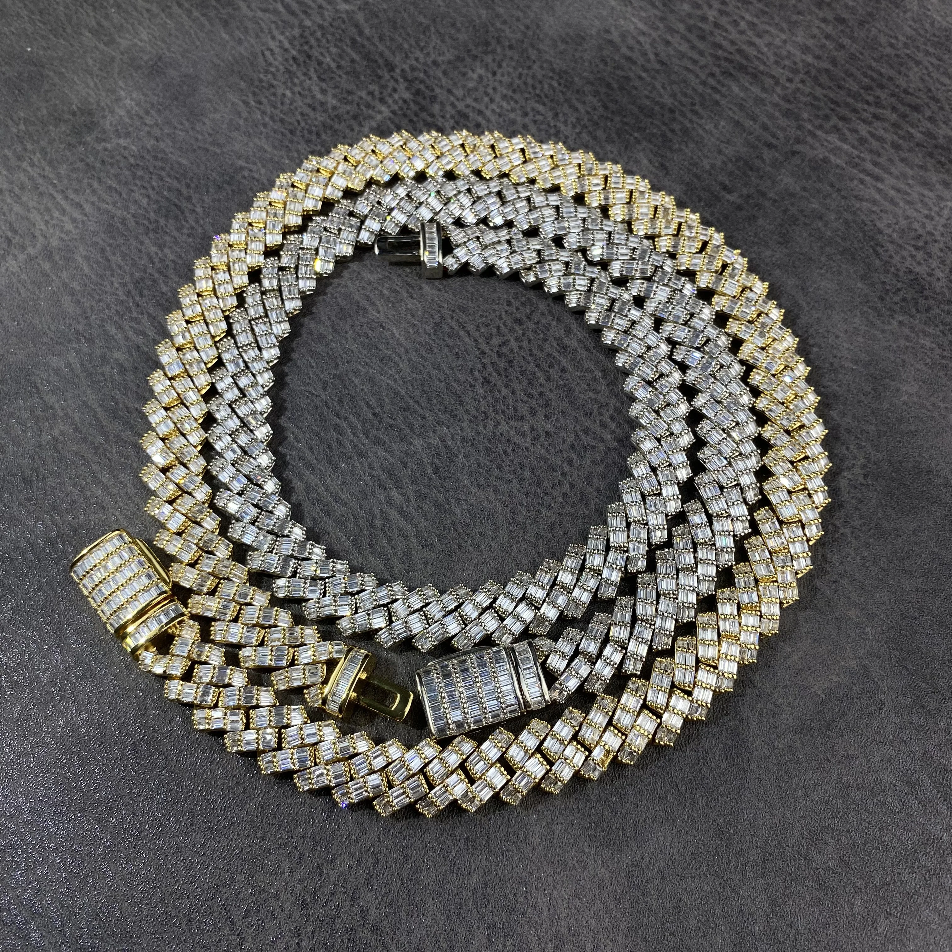 Ожерелье из кубинских звеньев с бриллиантами в стиле хип-хоп 12 мм цепочка багета
