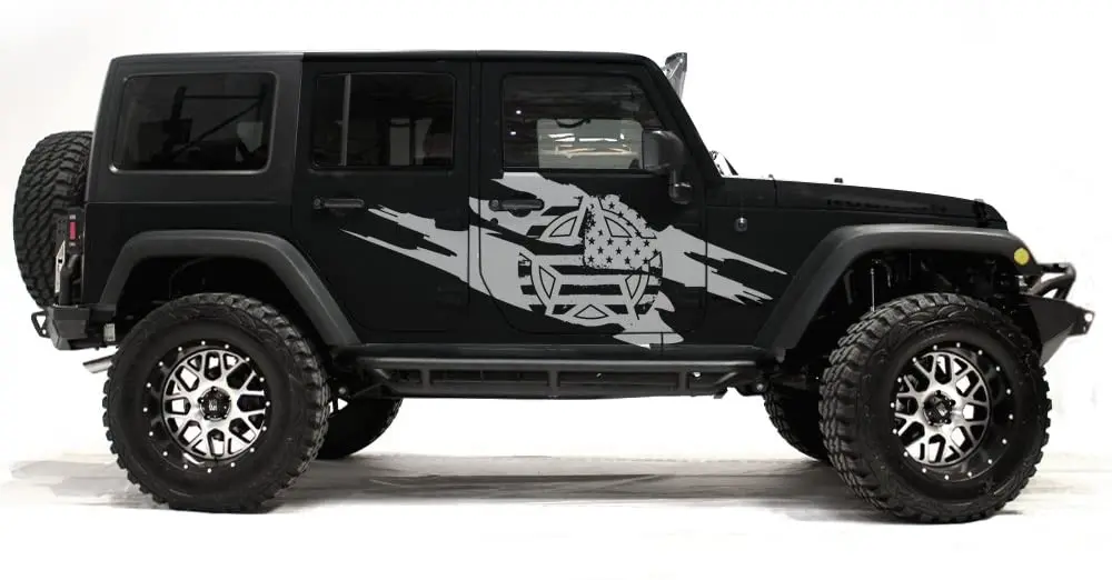 

Factory Crafts Army Star Torn Side Graphics Kit 3M Vinyl Decal Wrap Compatible with Jeep Wrangler 4 Door 20072016 Matte White