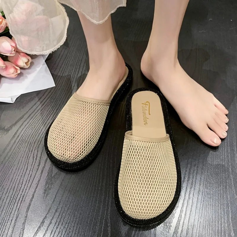

2023 New Mesh Flats Casual Shoes Summer Women Slippers Fashion Flip-flops Trend Causal Shoes Sandals Platform Shoes Beach Slides