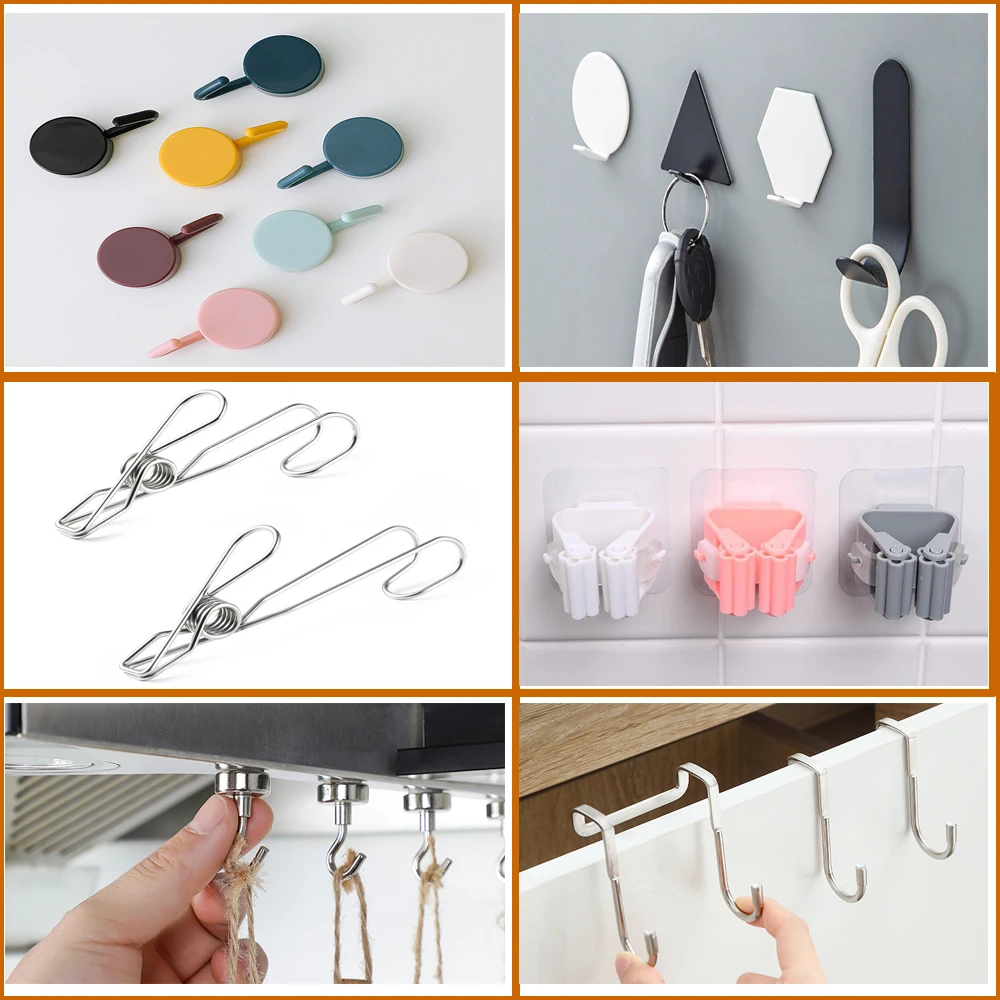 

Self Adhesive Hook for Kitchen Bathroom Strong Hook non-marking Kitchen Hook Door Hook Household Wall Hanging Essential Hook