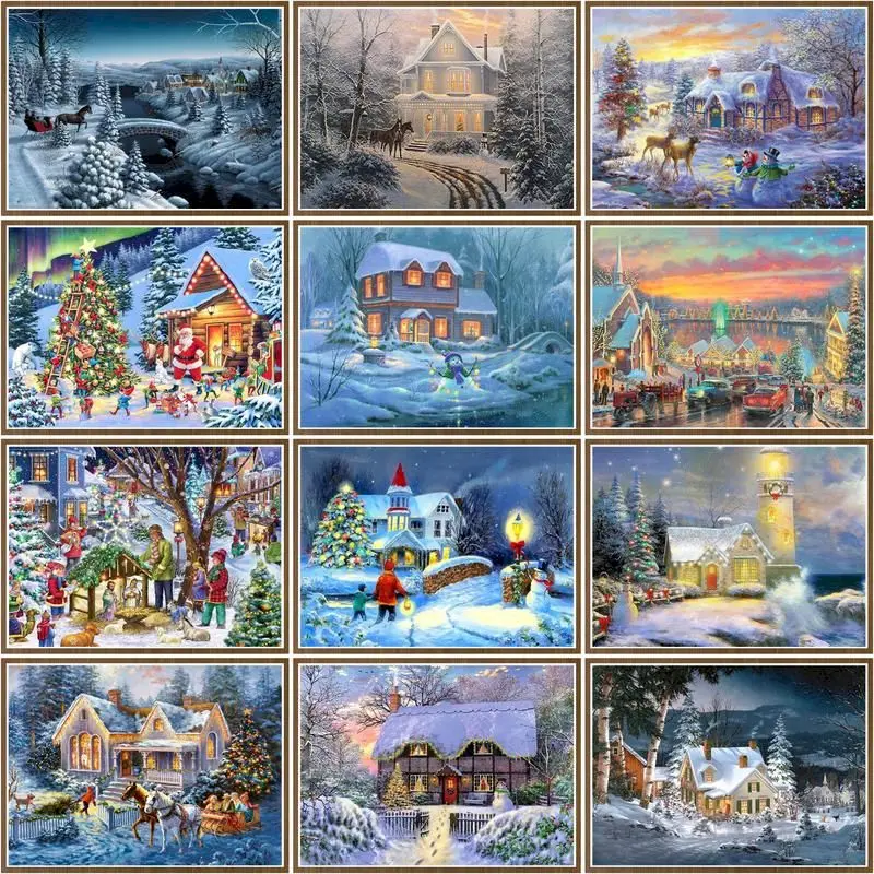 

DIY 5D Diamond Painting Winter House Landscape Art Handwork Gift Diamond Embroidery Mosaic Rhinestone Drawing Home Decoration