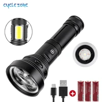 cyclezone powerful led flashlight waterproof tactical flash light usb rechargeable with power bank 7 modes camping hand lights