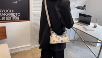 small underarm bag chain ladies bag fashion shoulder bag spring and summer retro flower messenger bag