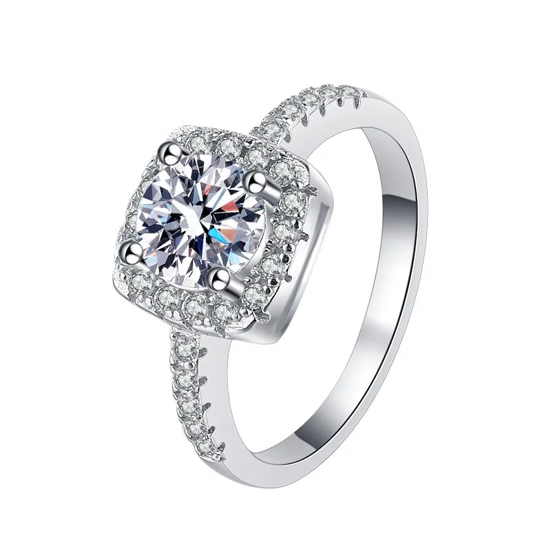 

MSZJZ0004 Lefei Fashion Trendy Luxury Color D Classic Moissanite Square Ring For Women s925 Sterling Silver Wedding Jewelry Gift