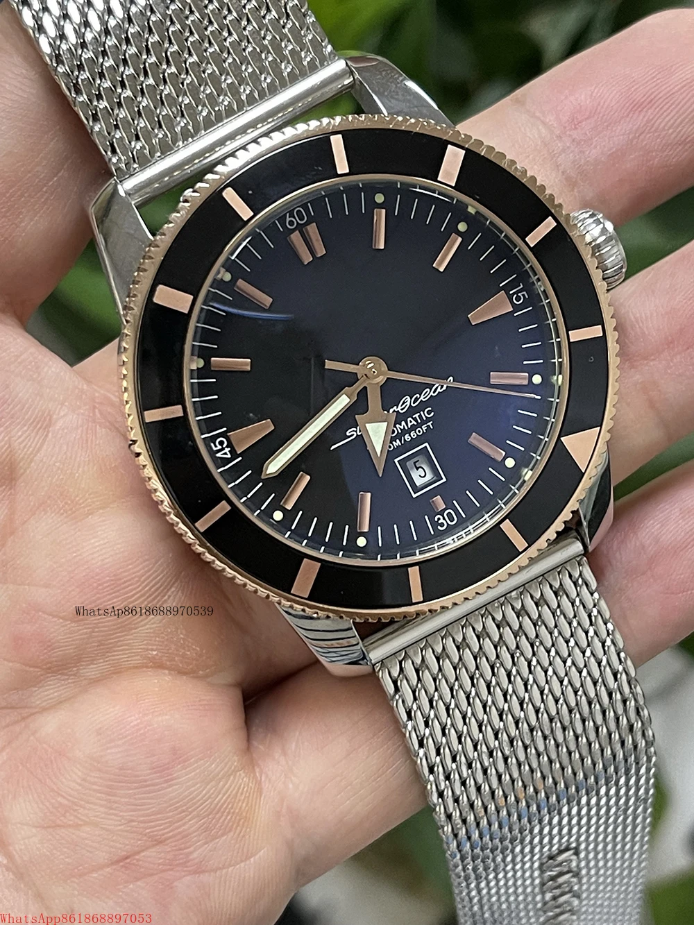 

mens SuperOcean mechanical watch automatic Black Blue ceramic