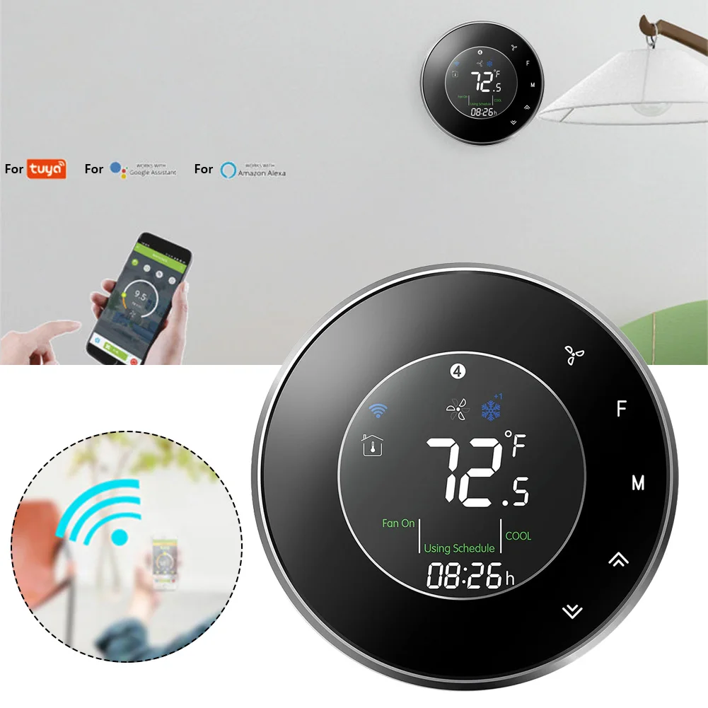 

Thermostat Smart Thermostat Digital Adjustment C-Wire Smart Thermostat Temperature Calibration WiFi Programmable