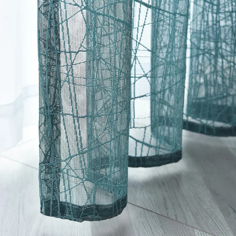 

Simple Modern Partition Plain Texture Curtains Water-crack Design Thickened Window Screen Tulle Sheer For Living Room Drapes