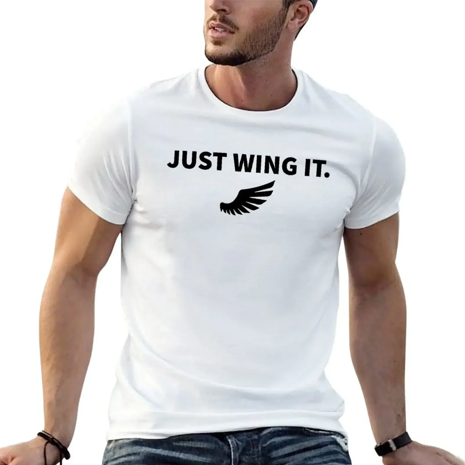 Just Wing It (Black lettering) T-Shirt blanks vintage graphic tee shirt plain t men