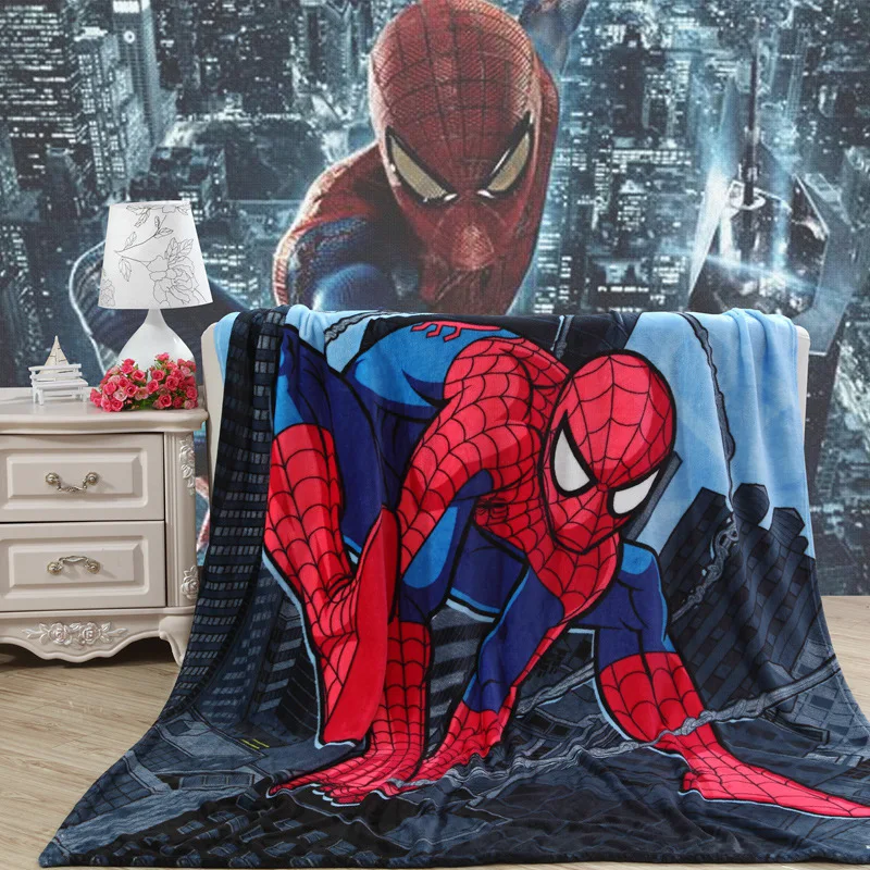 Disney Cartoon iron Man Spiderman Blanket Cartoon Printed Soft Boy Baby Coral Fleece Blankets Thick Warm Sofa Bed Sheets
