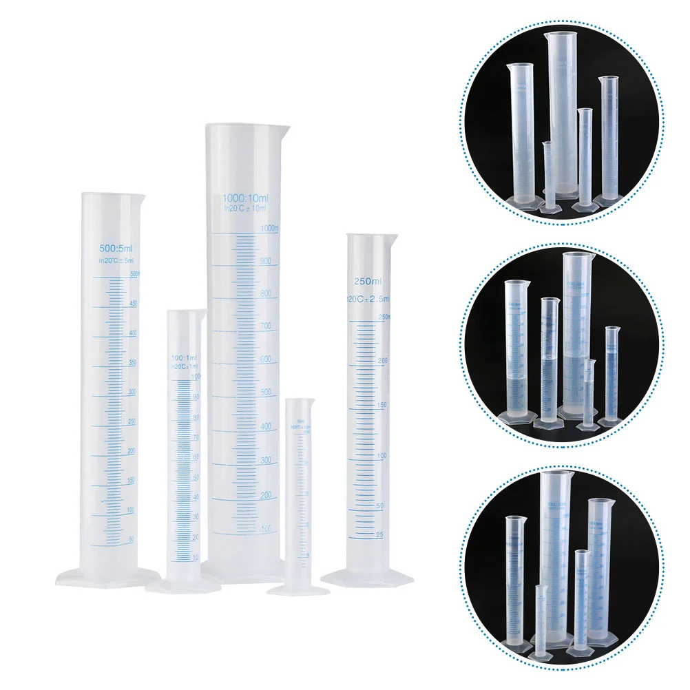 

5 Pcs Graduated Plastic Measuring Cylinder Scientific Laboratory Supplies Cup Tool Glass Droppers Scale Test