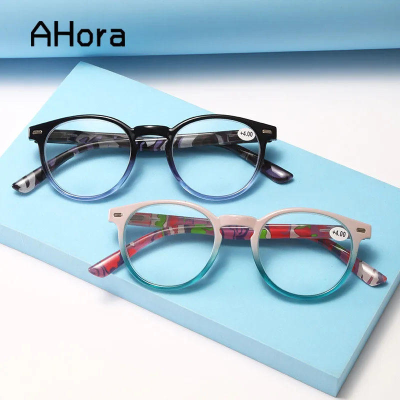 

Ahora New Blocking Blue Light Reading Glasses Retro Women&Men Presbyopic Hyperopia Eyeglasses +1.0...+4.0 For Elder Round