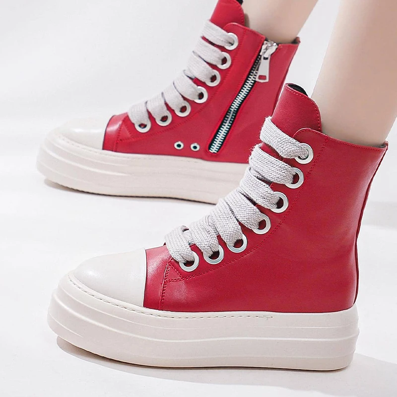 Sporty Outdoor Sneakers Two Tone Side Zip High Top Skate Shoes Women  Canvas Shoes Women High-top Lace-up Front Sneakers