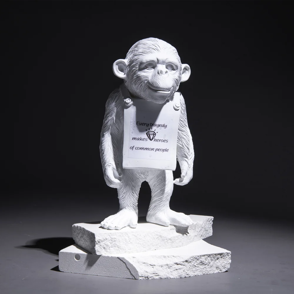 

Resin Arsthec Banksy Gorilla Street Art Craft Black White Monkey Sculpture Living Room Cabinet Ornaments Decor Home Decoration