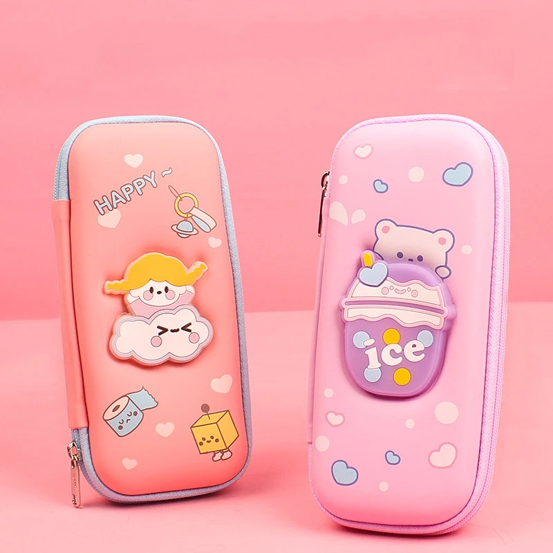 Cartoon Pencil Case Kawaii School Stationery Pen Case storage box Supplies Trousse Scolaire cute With light Pencil Box for kids