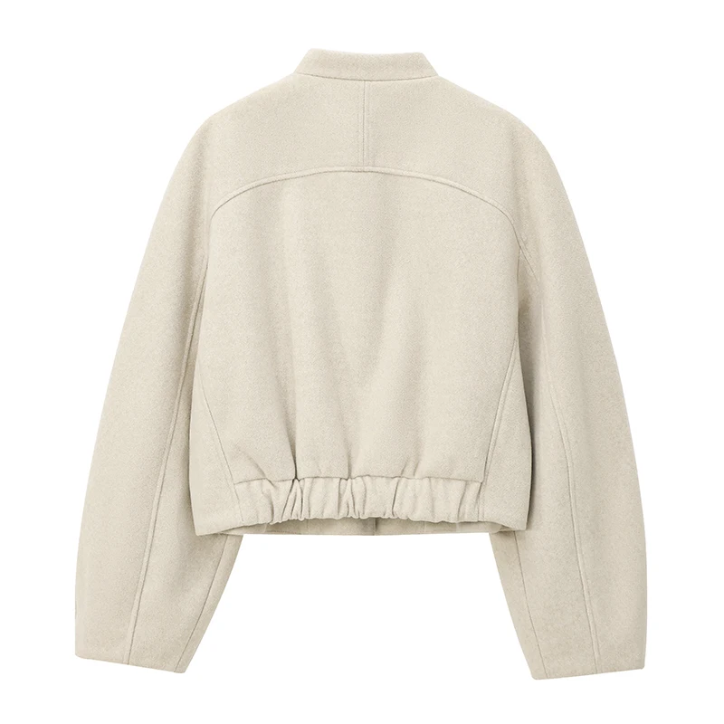 Зимняя женская теплая куртка однотонное пальто с длинными рукавами и круглым