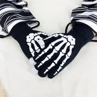 warm knitting gloves for adult solid acrylic all fingers glove human skeleton head gripper print cycling non slip wrist gloves