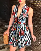Spot 2022 Printed Sleeveless Deep V Shirt Sleeveless Dress (3)