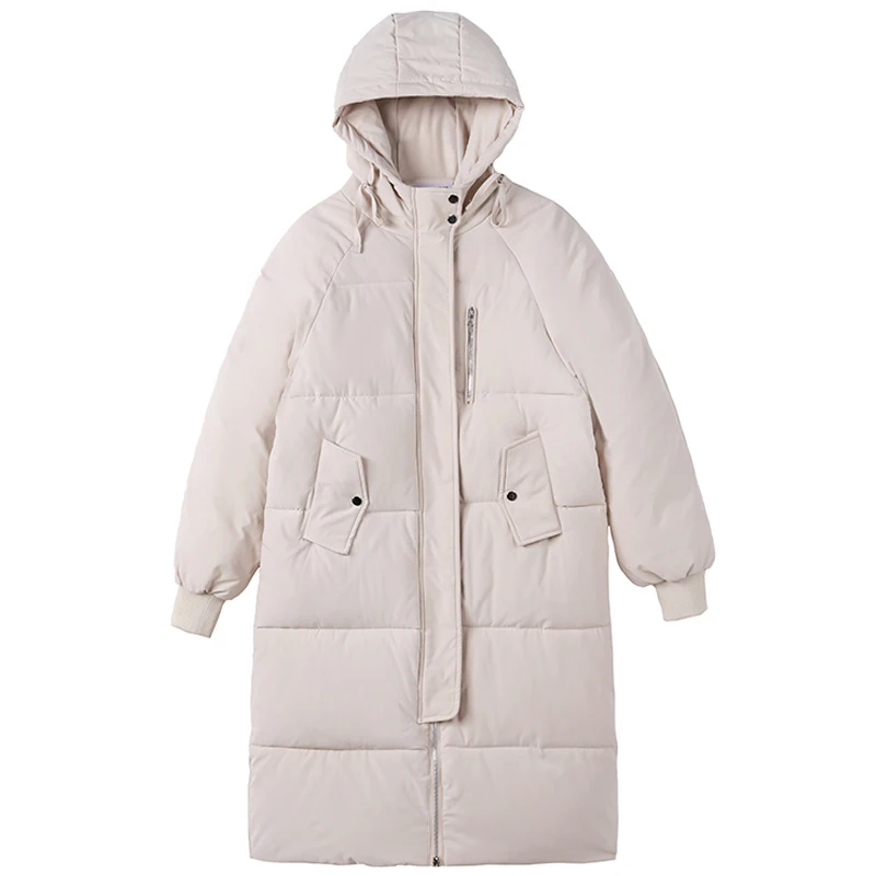 2022 New Fashion Winter Black Coat Women Long Parkas Solid Winter Jacket Women Cotton Padded Parka Hooded Loose Outwear