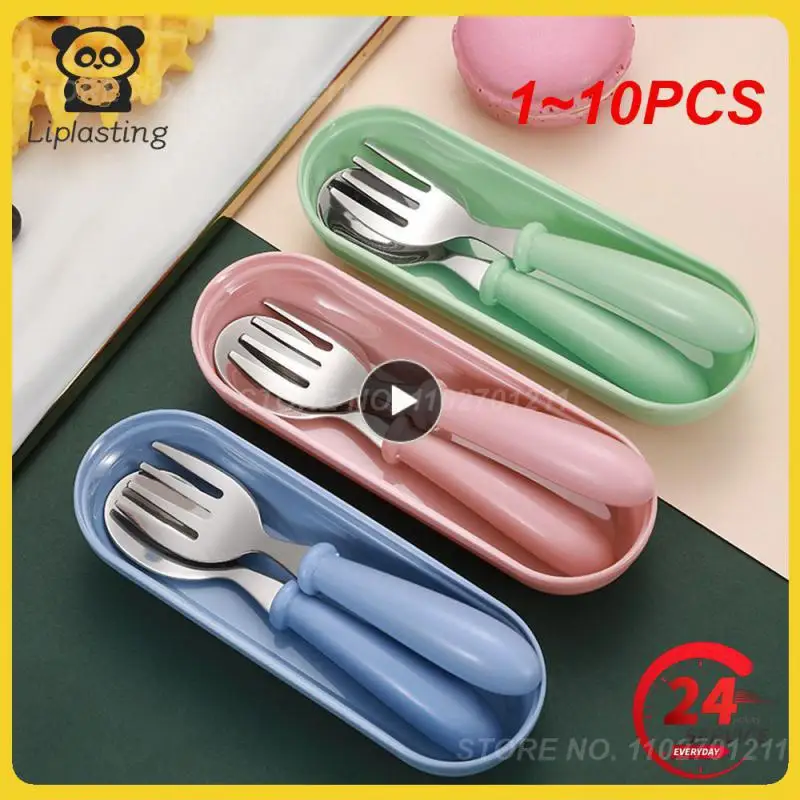 

1 ~ 10 шт. Детские гаджеты, набор посуды, детская посуда из нержавеющей стали, посуда для малышей, столовые приборы, мультяшная ложка для кормления младенцев