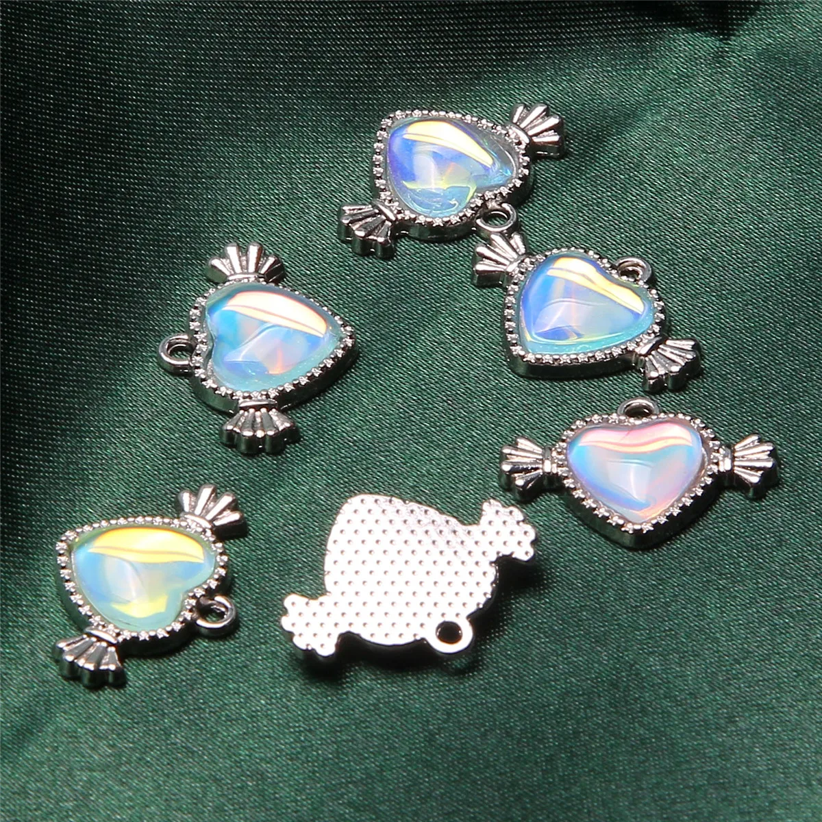 Подвеска из сплава в форме крыла с голубым сердцем 10 шт. 21*15 мм аксессуары для