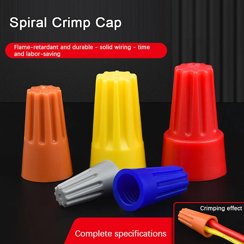

100 Pcs Spring Crimping Caps Fast Connector Terminal P1/2/3/4/6 Insulated Electrical Insert Splice Rotating Wire Connector