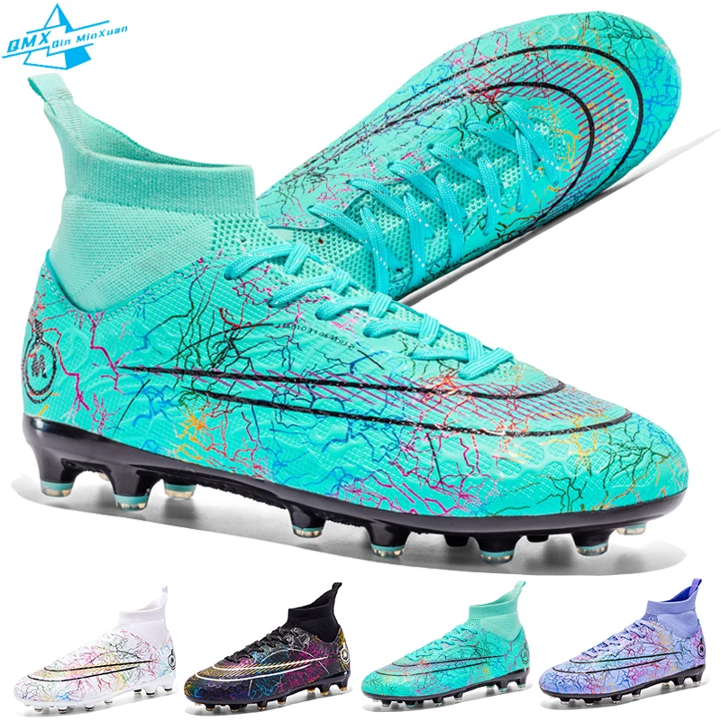 Soccer Shoes For Men High Ankle Ultralight Outdoor Lawn Training Turf Football Boots Kids AG/TF Teenager Soccer Cleats Sneakers