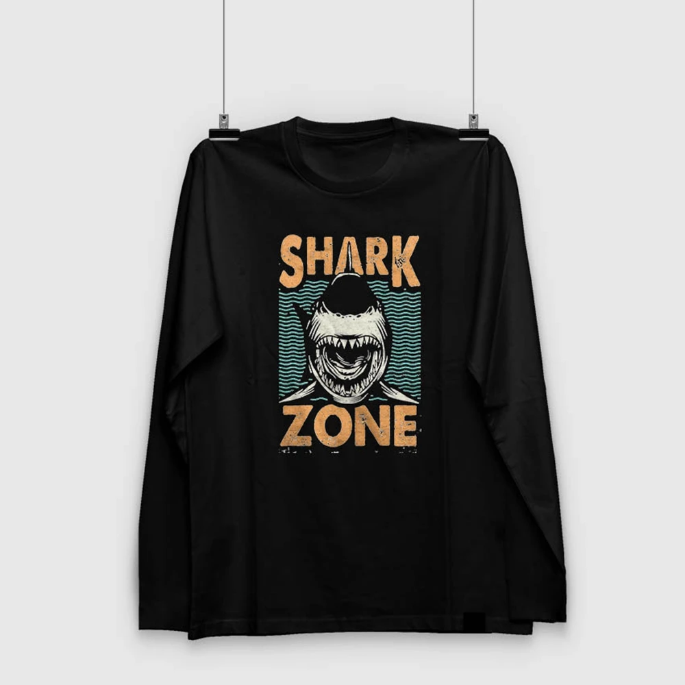 

COOLMIND 100% cotton o-neck long sleeve shark zone print unisex T shirt big size cotton men tshirt cool t-shirt men tee shirt