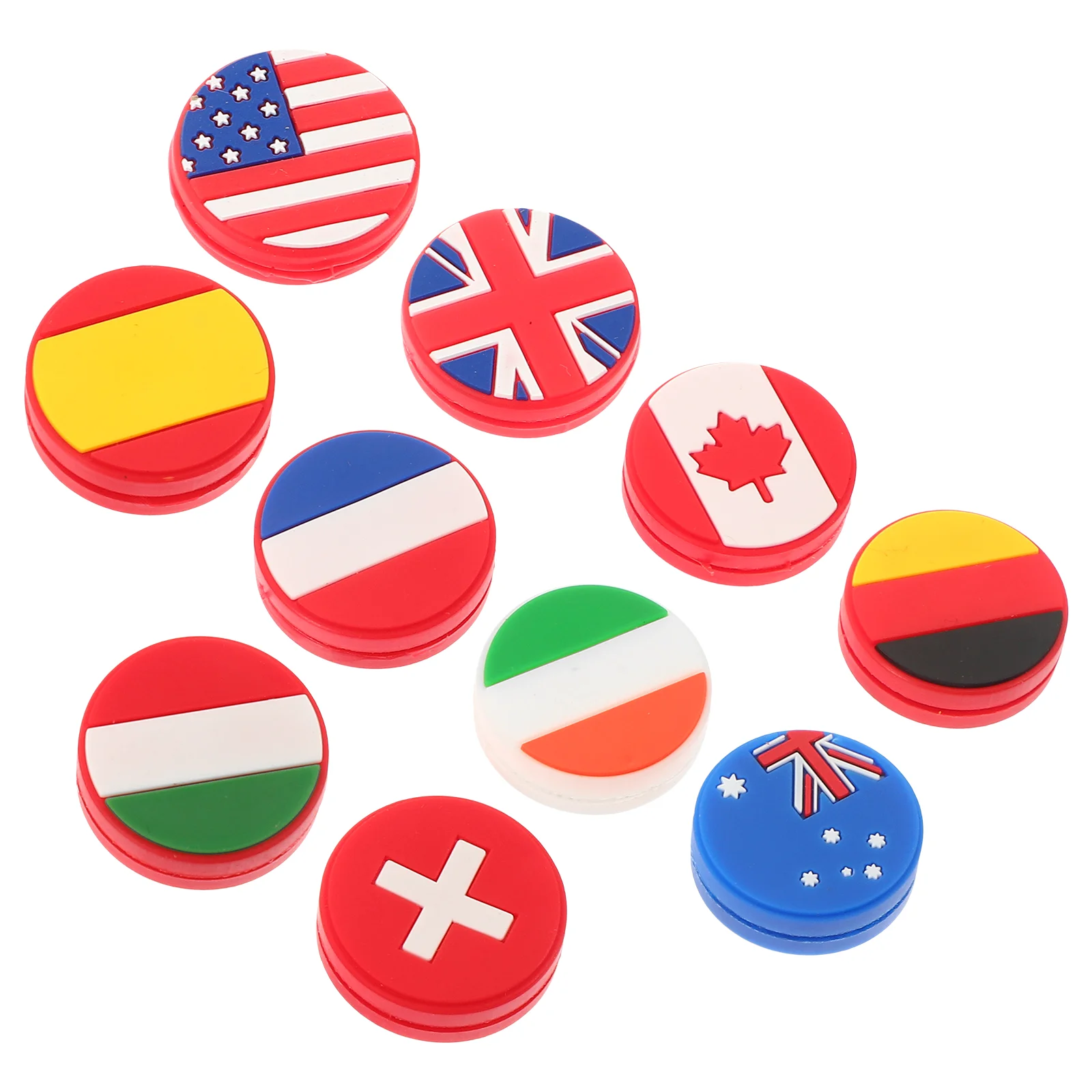 

10PCS Vibration Dampeners Silicone Tennis Dampener National Flag String Absorber Accessory for Tennis Beginners Ladder