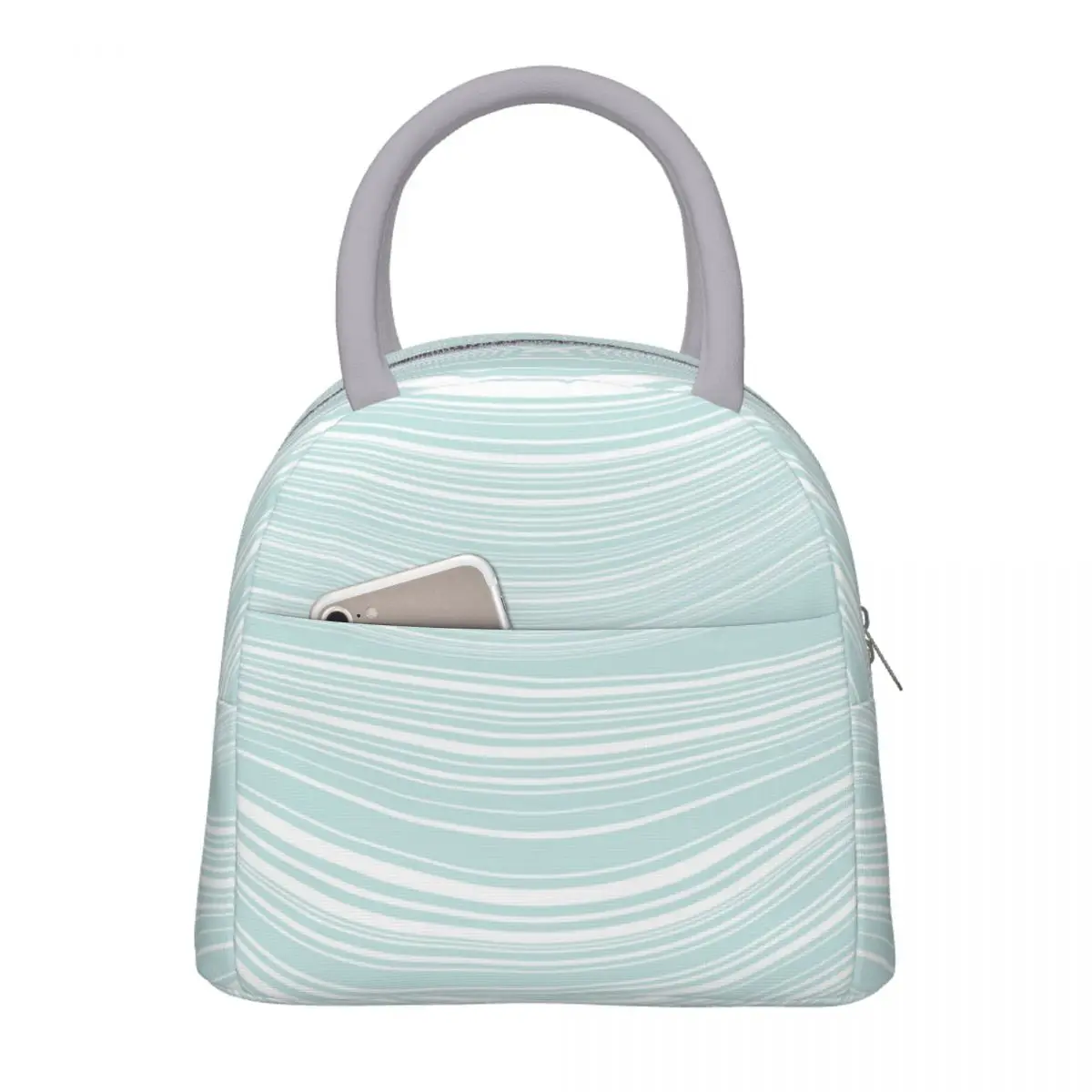 

Lines Lunch Bags Portable Insulated Oxford Cooler Bags Thermal Picnic Work Tote for Women Kids
