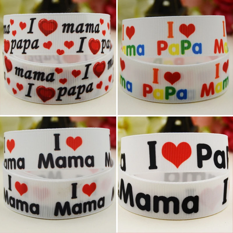 

Лента Корсажная атласная с принтом «I love mama & papa», 22/25/38/75 мм, 10 ярдов