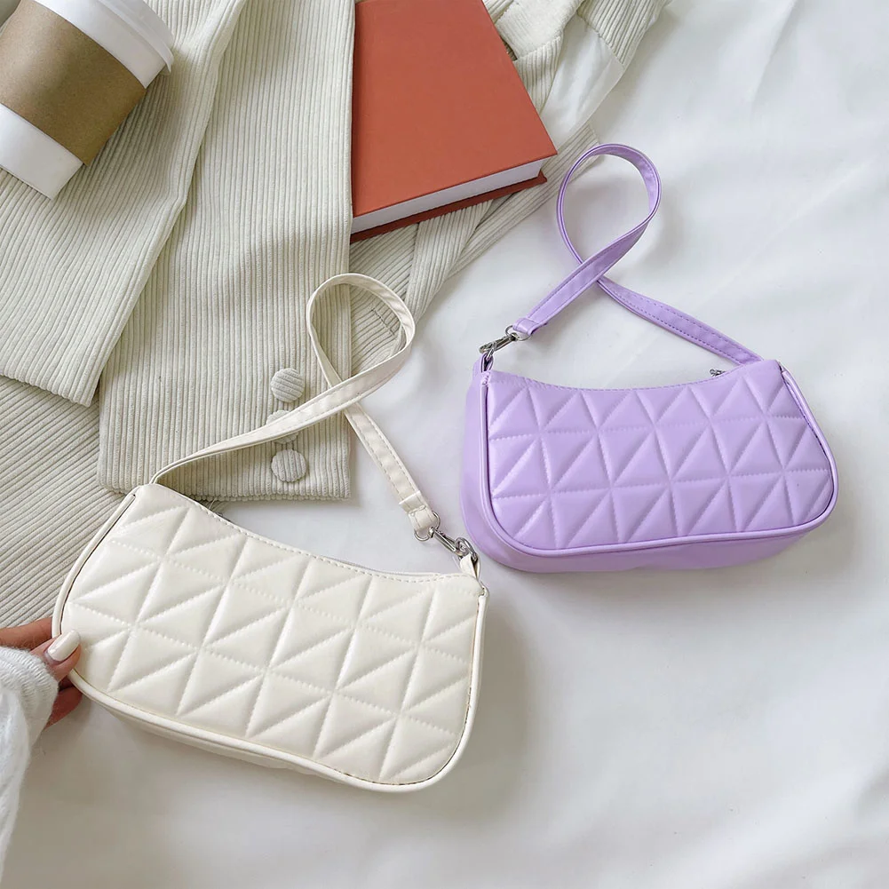 

Women's Bag Fashion Design Embossed Geometric PU Checker Pattern Luxury Underarm Shoulder Bag Casual Ladies Solid Color Handbags