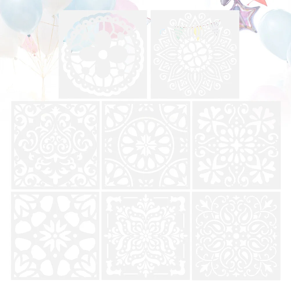 

8 Painting Stencils Mandala Reusable Drawing Template Floor Wall Tile Fabric Wood Stencils for DIY Craft Projects Furniture