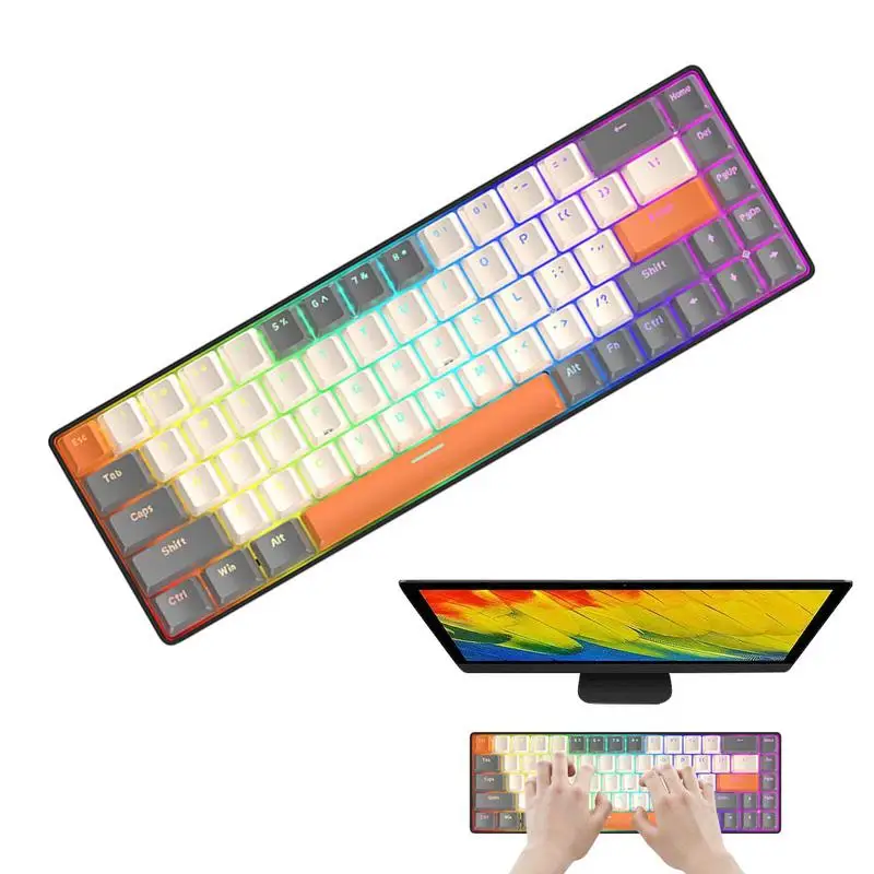 

Клавиатура игровая компактная с RGB-подсветкой, 68 клавиш