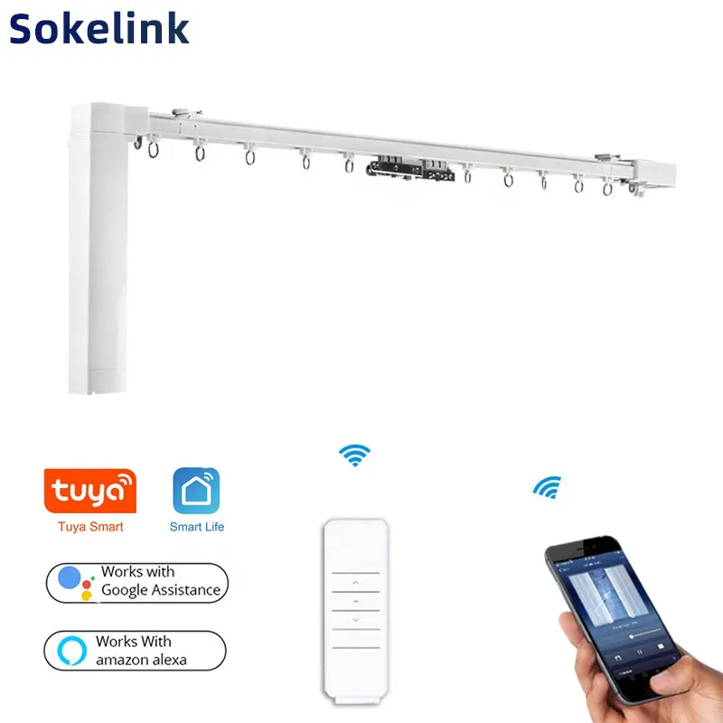 

Wi-Fi мотор для занавесок Tuya Smart Life, Электрический s-образный рельс с дистанционным управлением dooya RF, Alexa Echo ,Googlehome