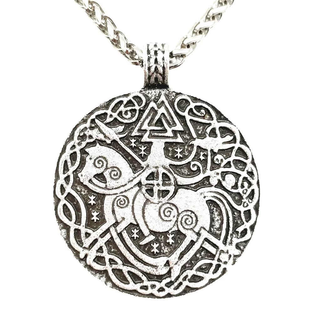 

Nostalgia Viking Warrior Riding Horse Odin Valknut Symbol Vintage Necklace For Men Amulet Jewellery