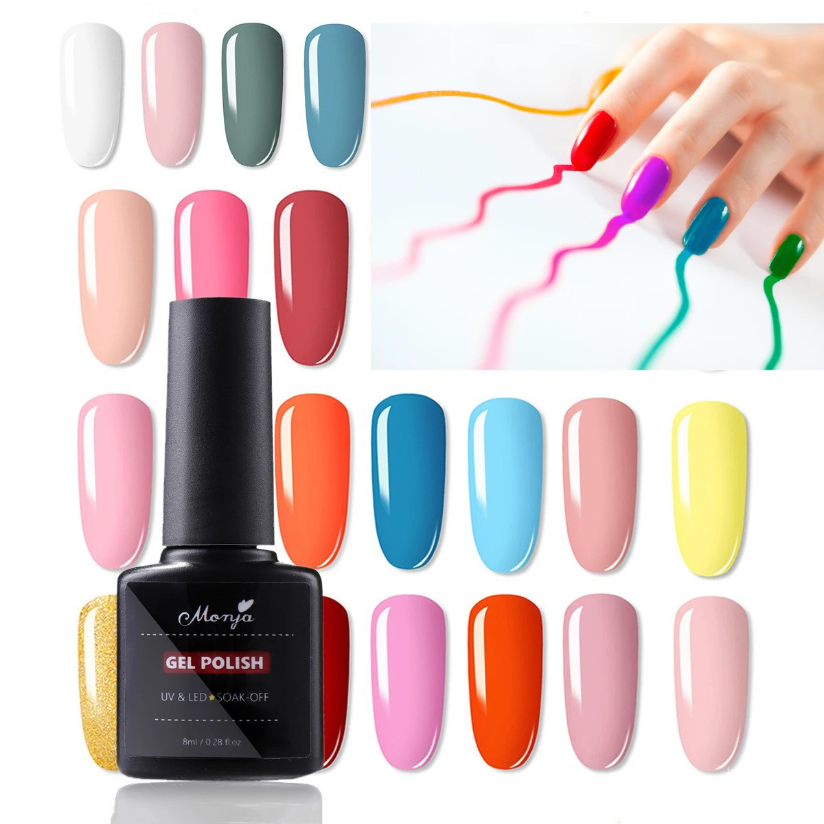

1Pc Colorful Nail Gel Polish Semi Permanent Phototherapy Glue Manicure Base Top Coat UV LED Varnish Soak Off Rainbow Nail Polish