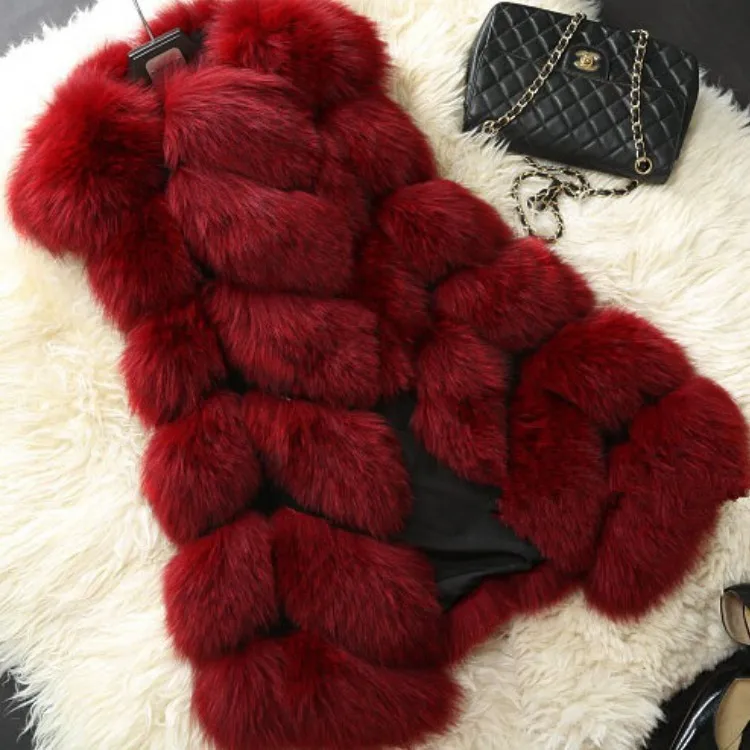 Faux Fur Fox Fur Faux Fur Vest Women's Casual Sleeveless Fur Vest Coat Women In Autumn  Winter Femme Hiver Winter Jacket Women