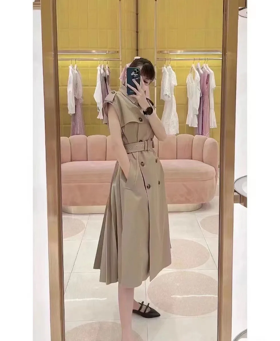 

Женское плиссированное платье без рукавов, тонкое платье-жилет во французском стиле, лето 2022