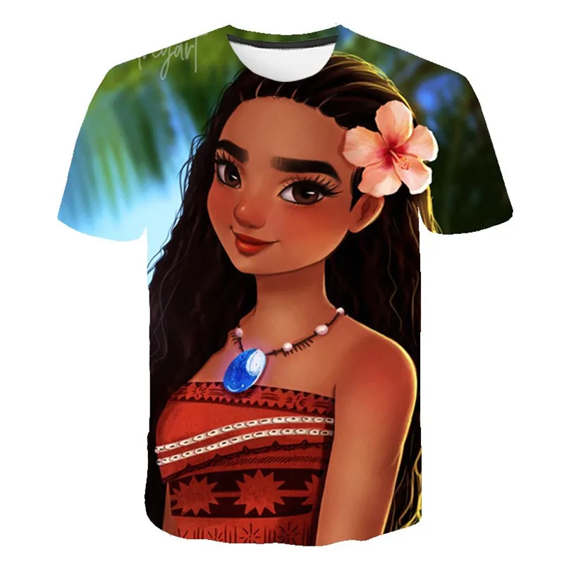 

Girl Black Princess Tshirts Disney T-shirts 3D Print Children's T Shirt Summer Fashion Cartoons T-shirt Round Neck Tops